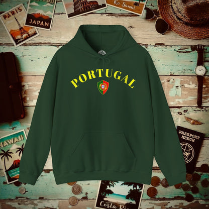 Portugal Coat of Arms Flag Shield Hoodie Forest Green / S