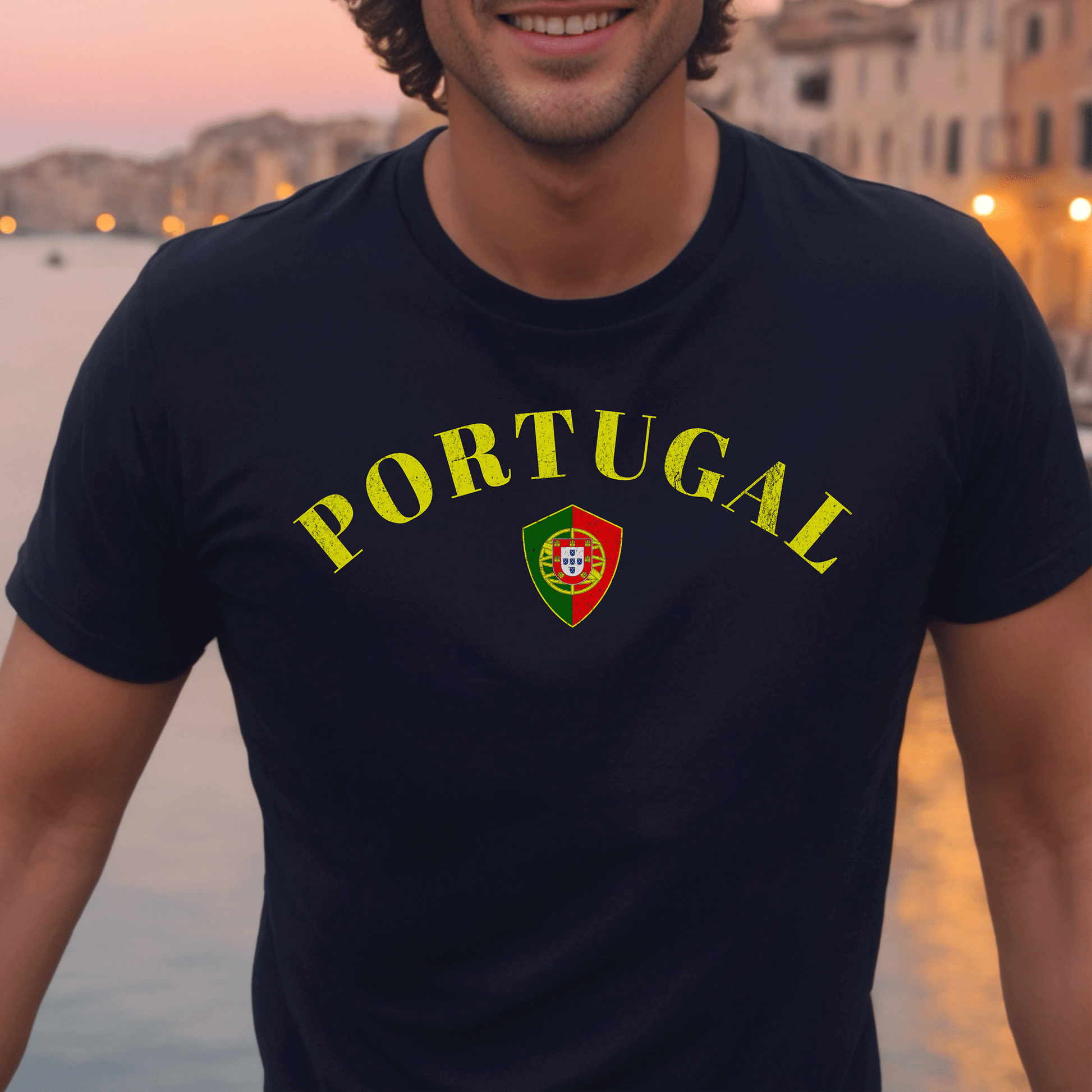 Portugal Coat of Arms Flag Shield T-Shirt Black / S