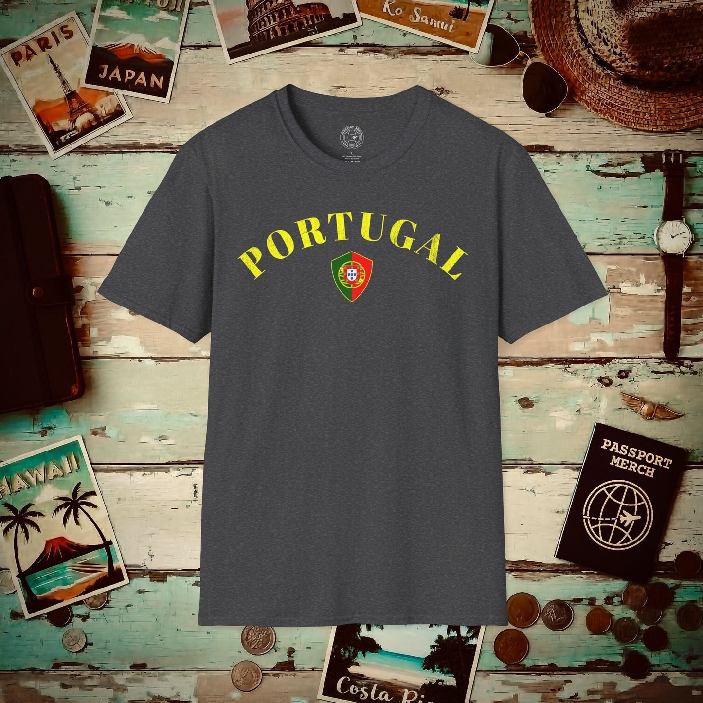 Portugal Coat of Arms Flag Shield T-Shirt Dark Heather / S
