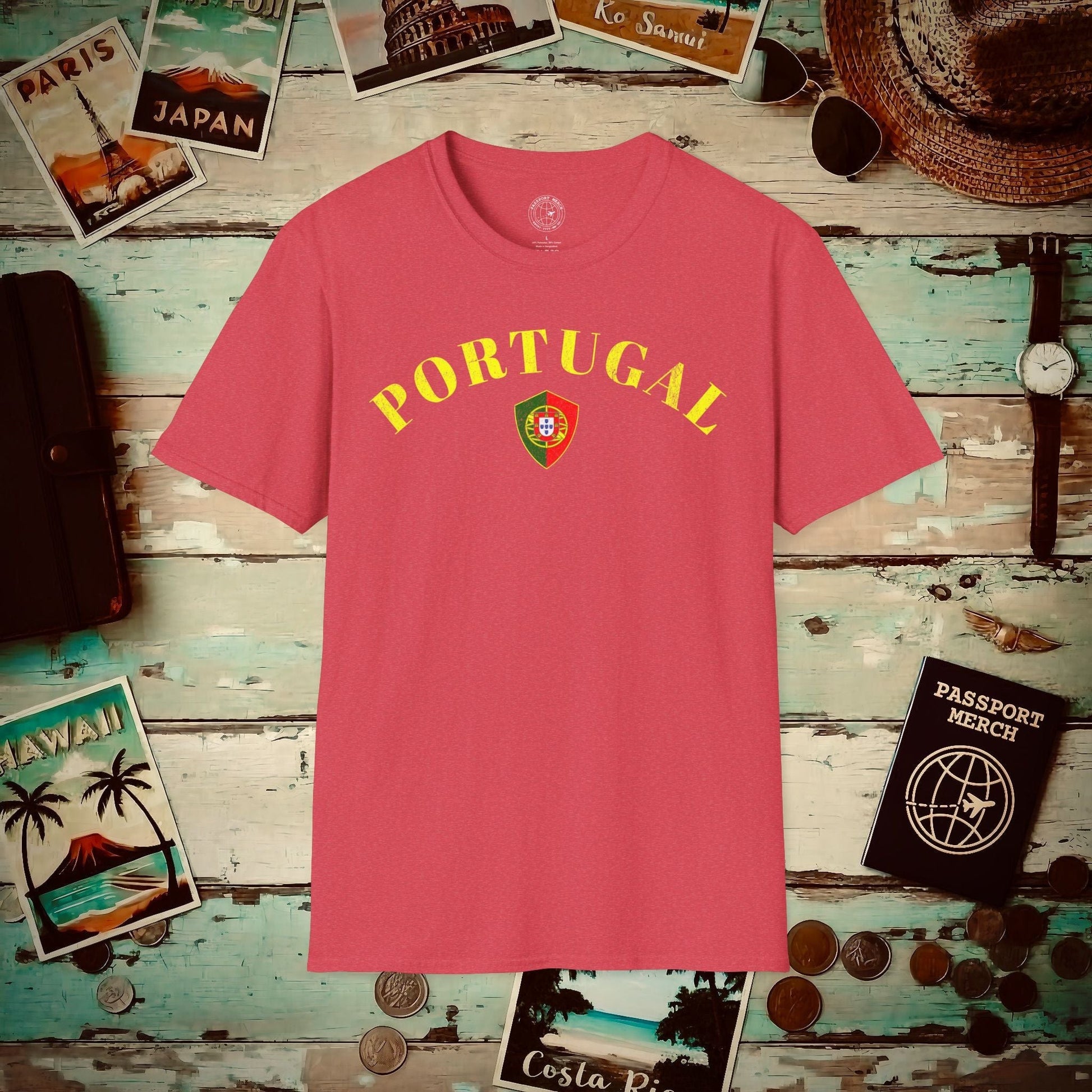 Portugal Coat of Arms Flag Shield T-Shirt Heather Red / S