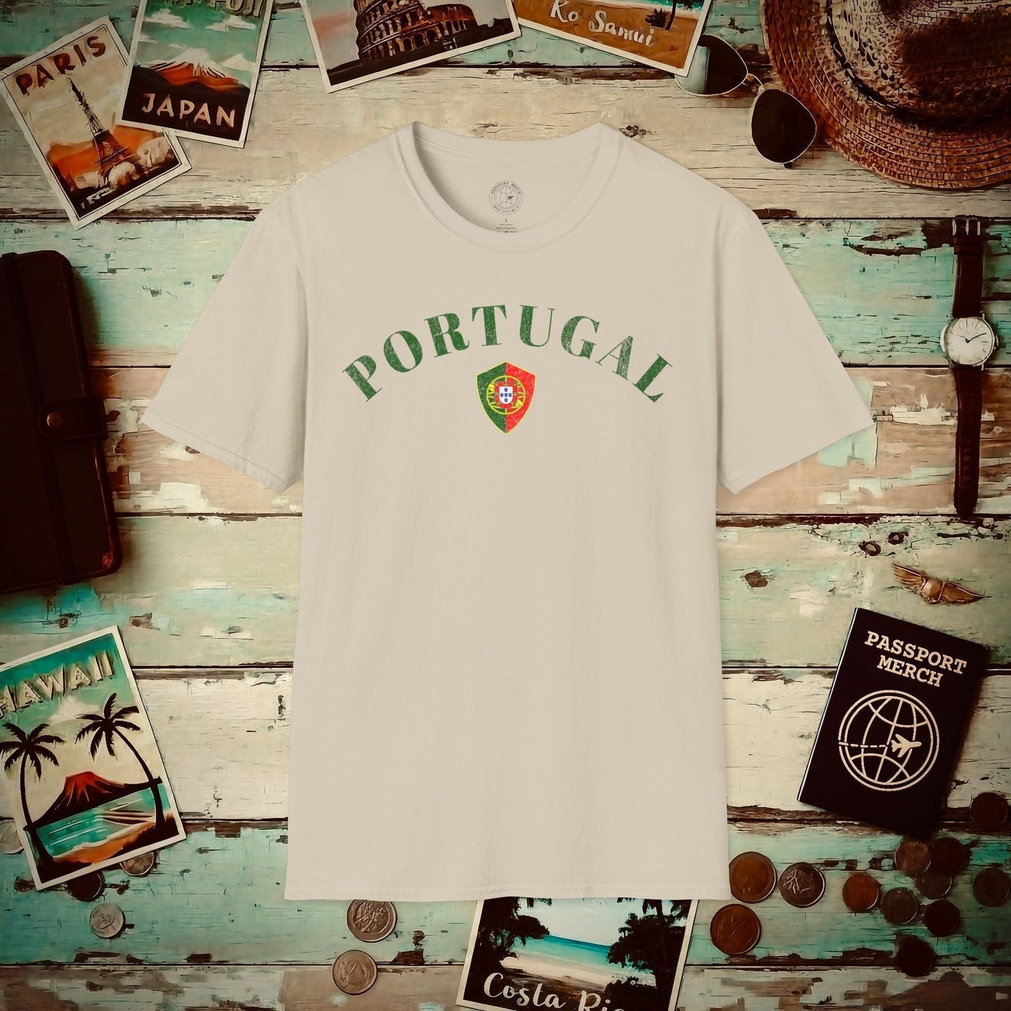 Portugal Coat of Arms Flag Shield T-Shirt Sand / S