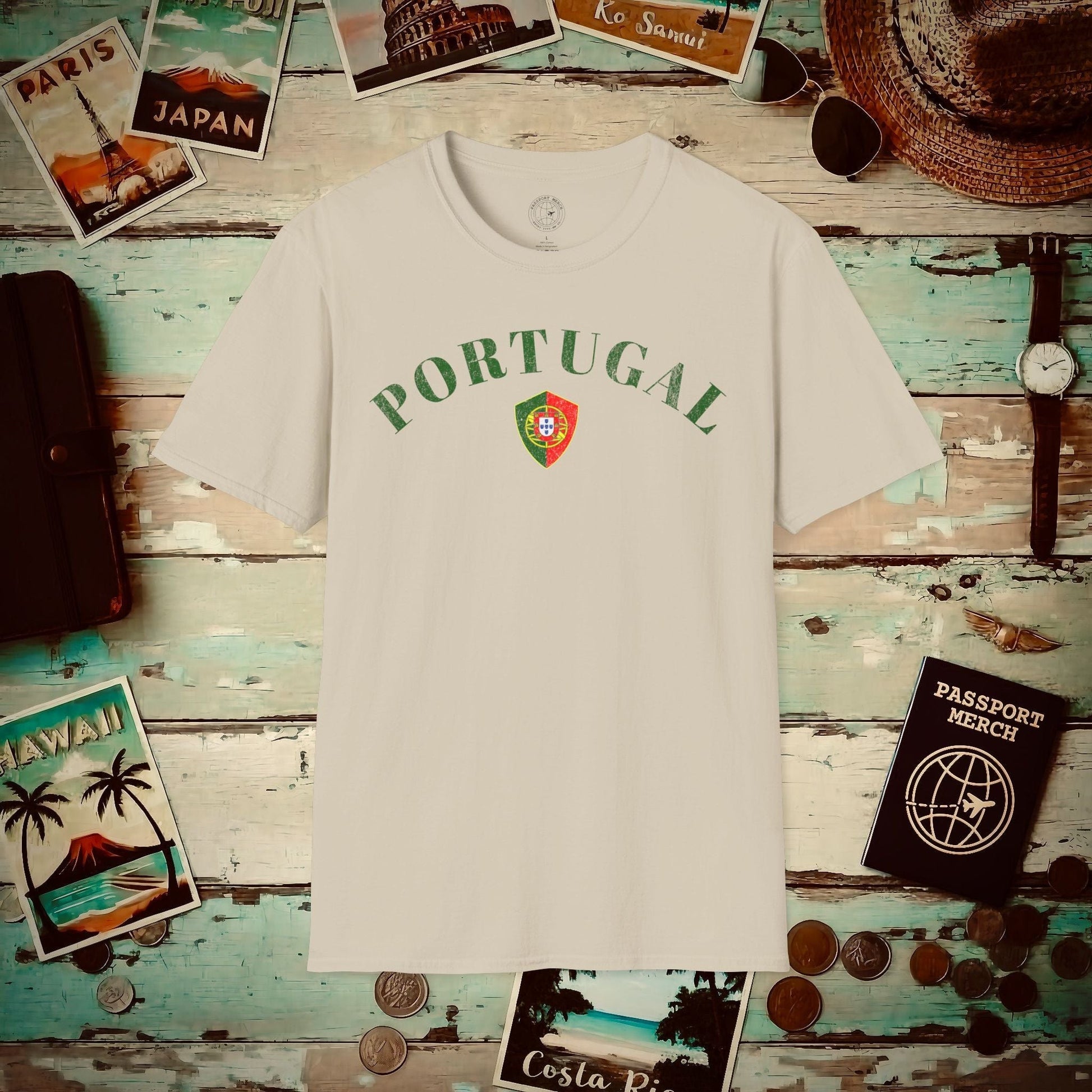 Portugal Coat of Arms Flag Shield T-Shirt Sand / S