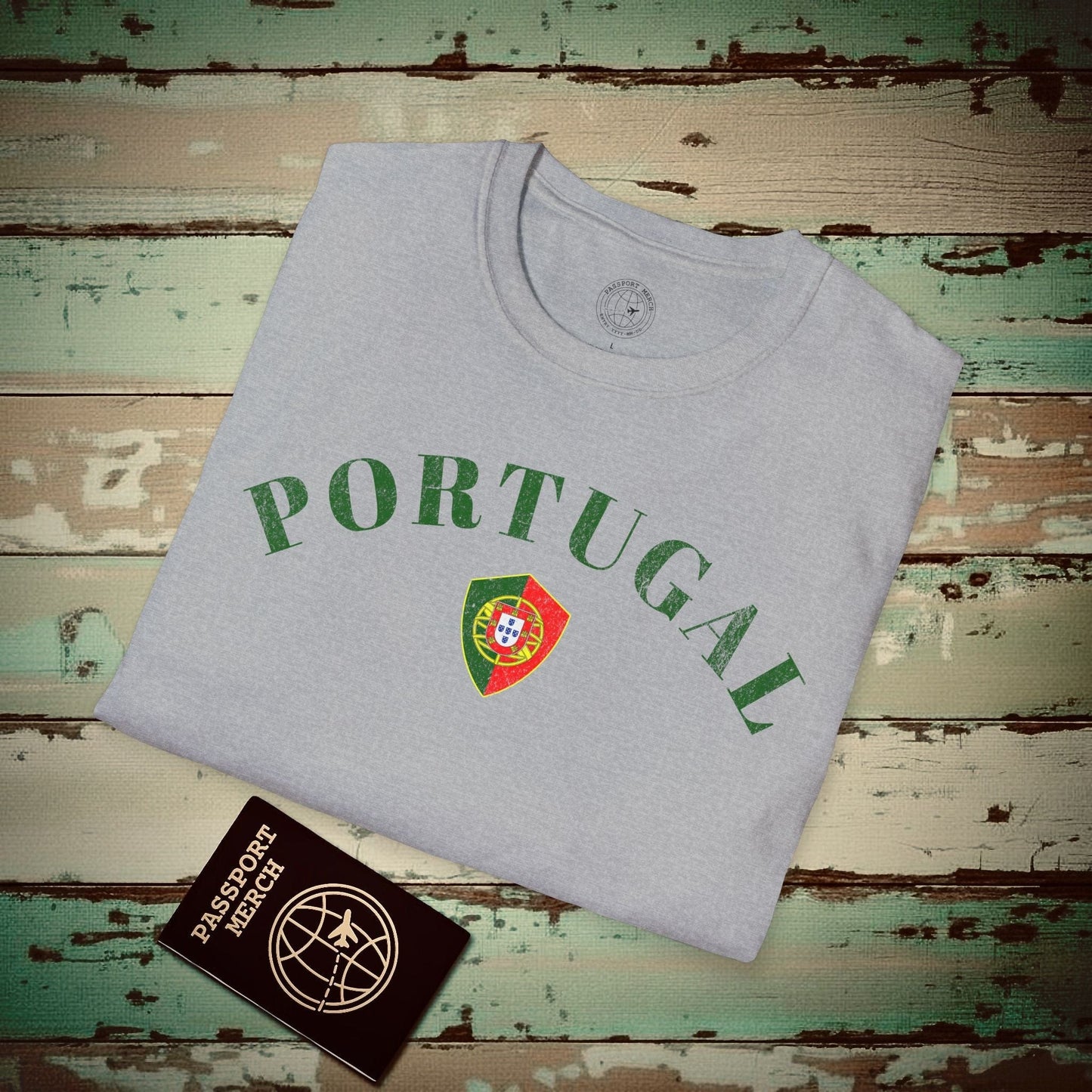 Portugal Coat of Arms Flag Shield T-Shirt Sport Grey / S