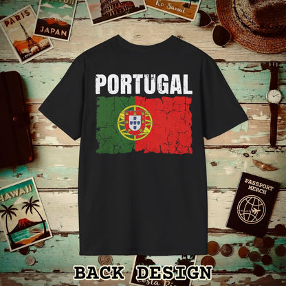 Portugal Vintage Flag Back Print T-Shirt Black / S