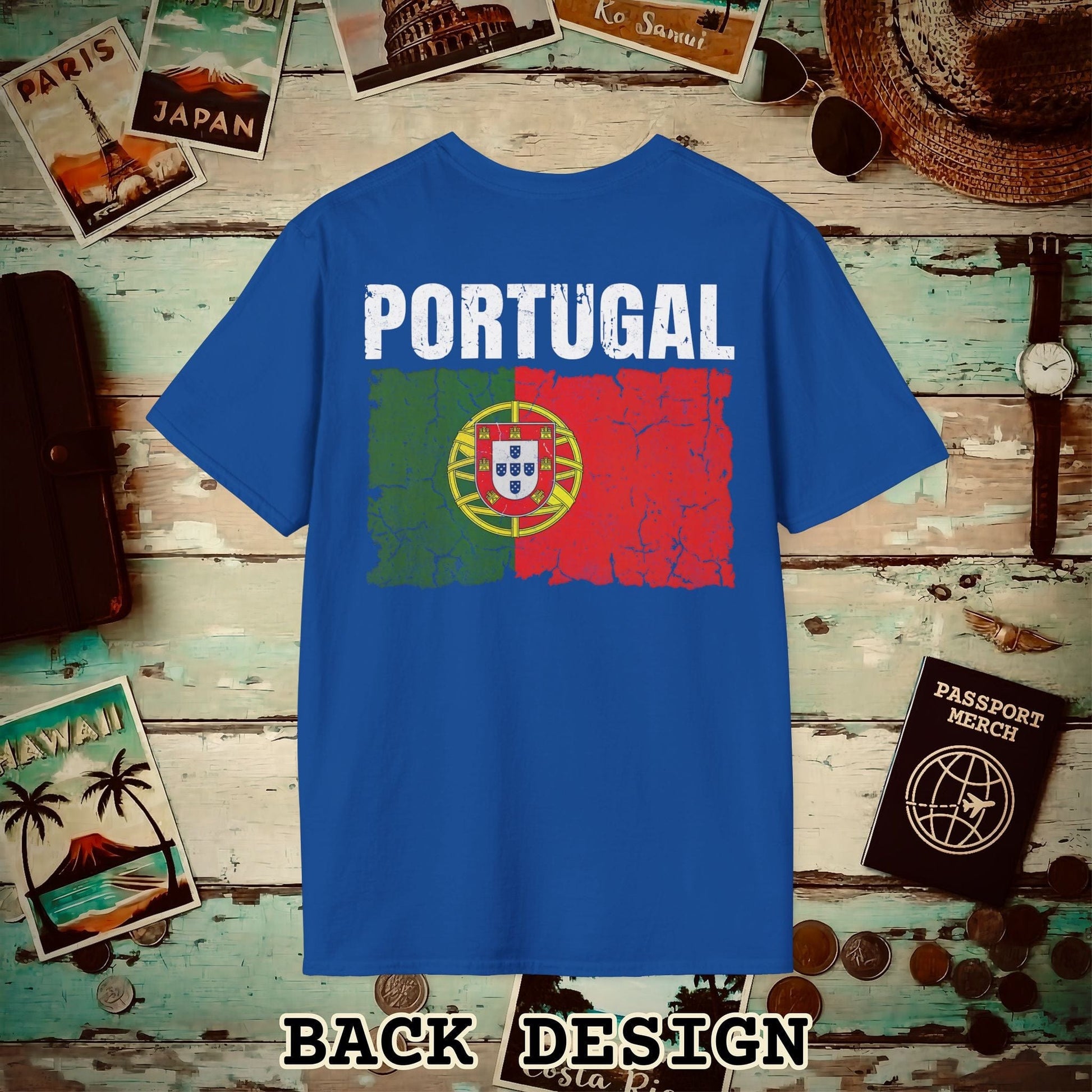 Portugal Vintage Flag Back Print T-Shirt Royal / S