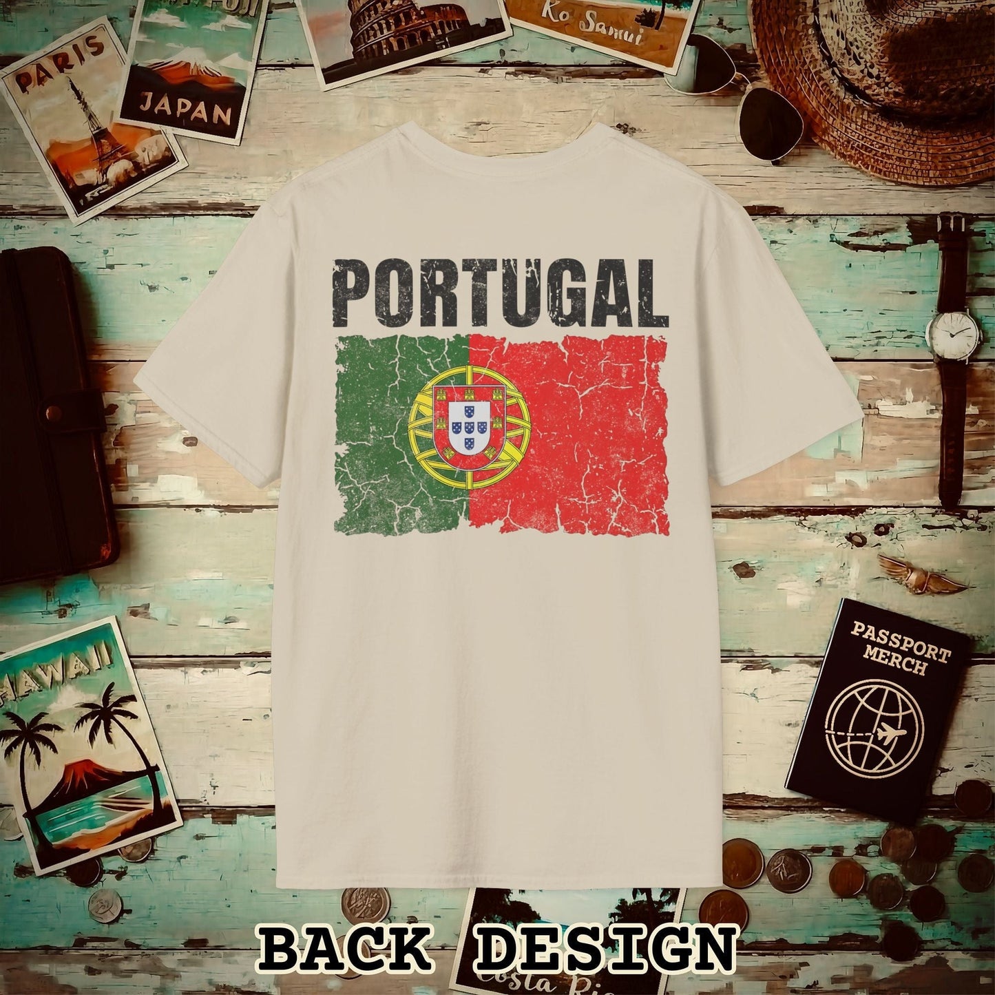 Portugal Vintage Flag Back Print T-Shirt Sand / S