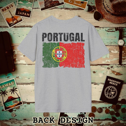 Portugal Vintage Flag Back Print T-Shirt Sport Grey / S