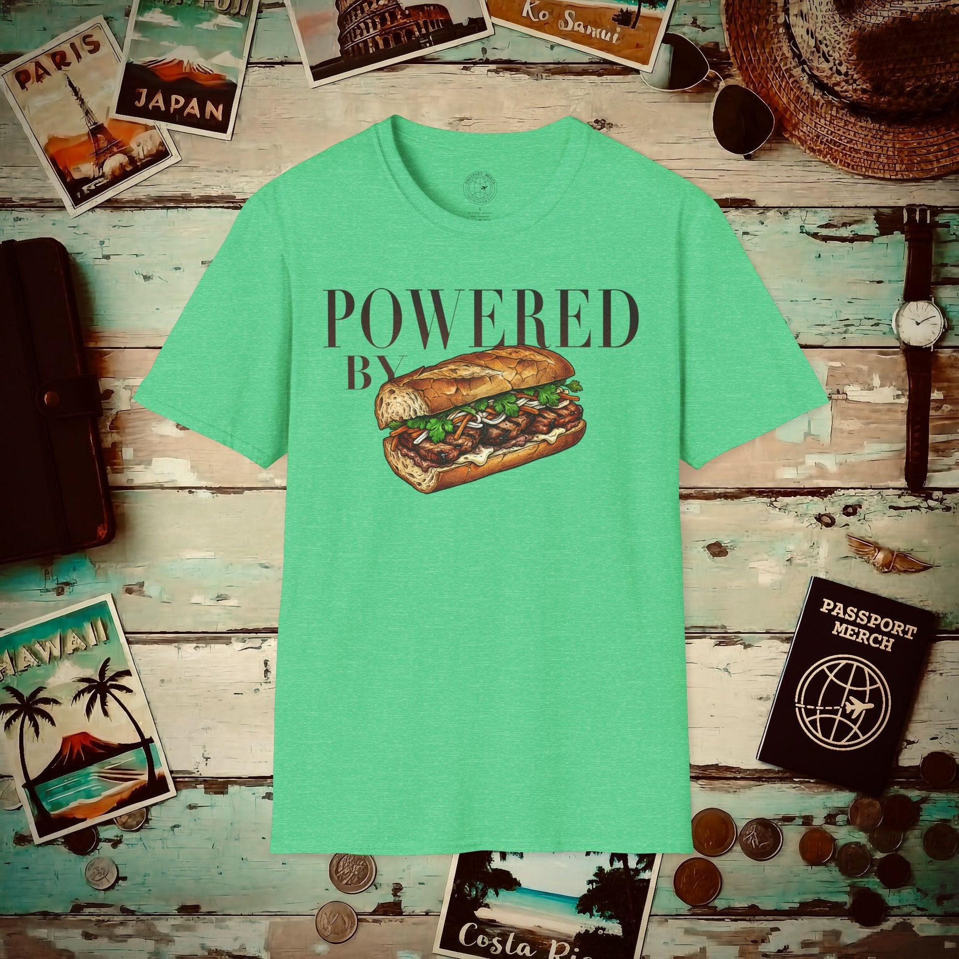 Powered by Banh Mi, Vietnam T-Shirt Heather Irish Green / S