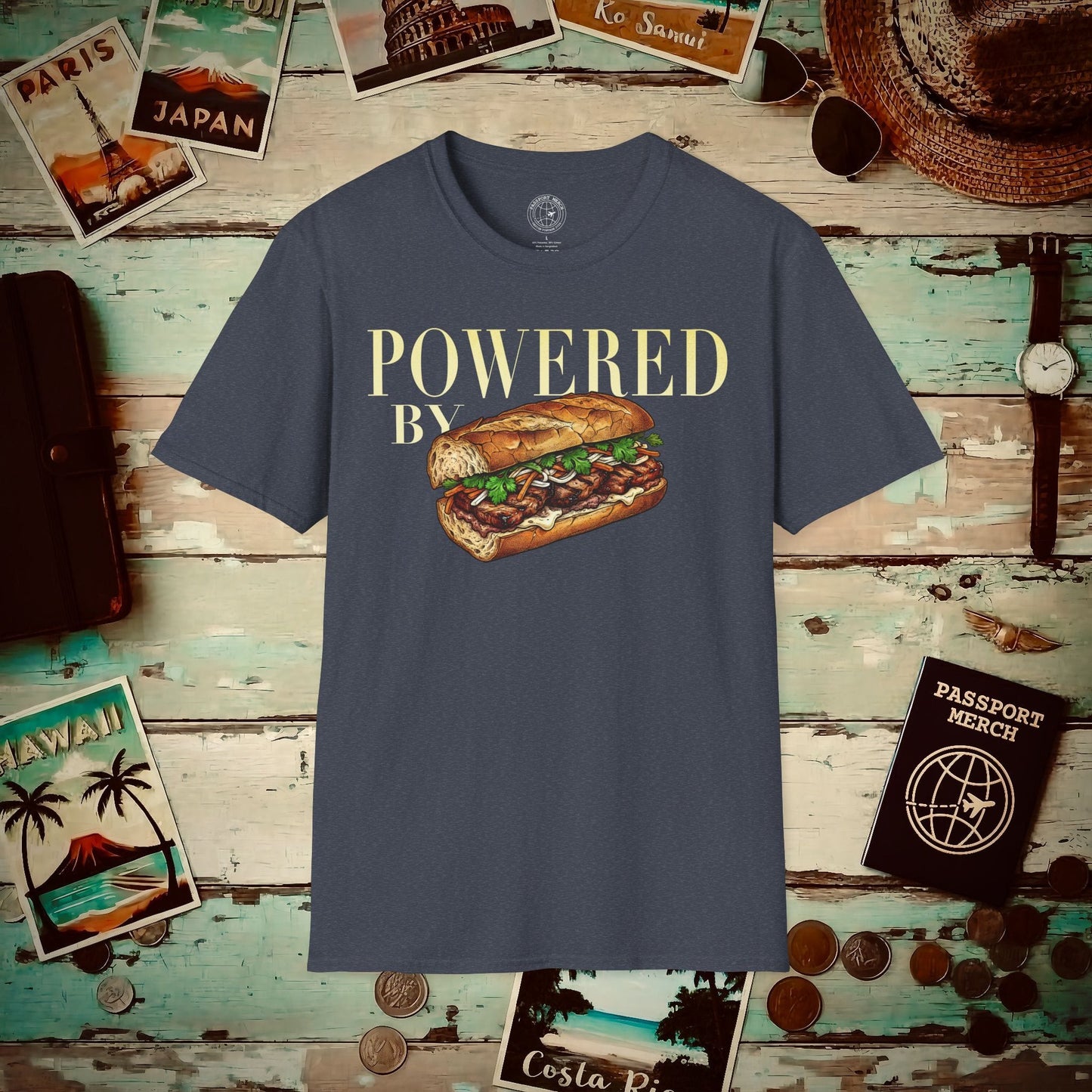 Powered by Banh Mi, Vietnam T-Shirt Heather Navy / S