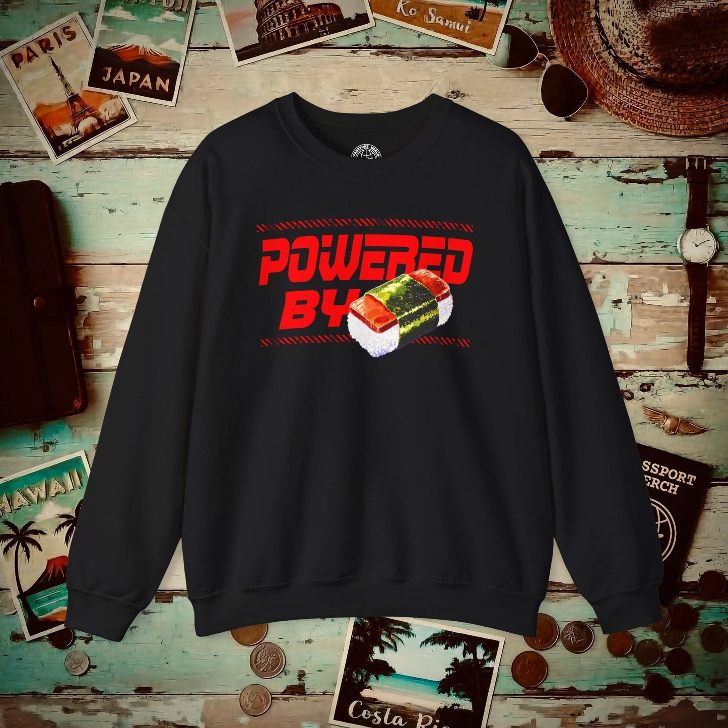 Powered By Musubi, Hawaii Crewneck Black / S