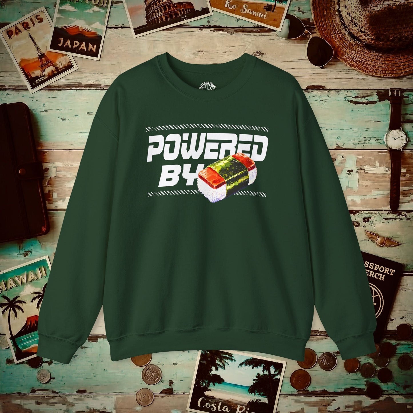 Powered By Musubi, Hawaii Crewneck Forest Green / S