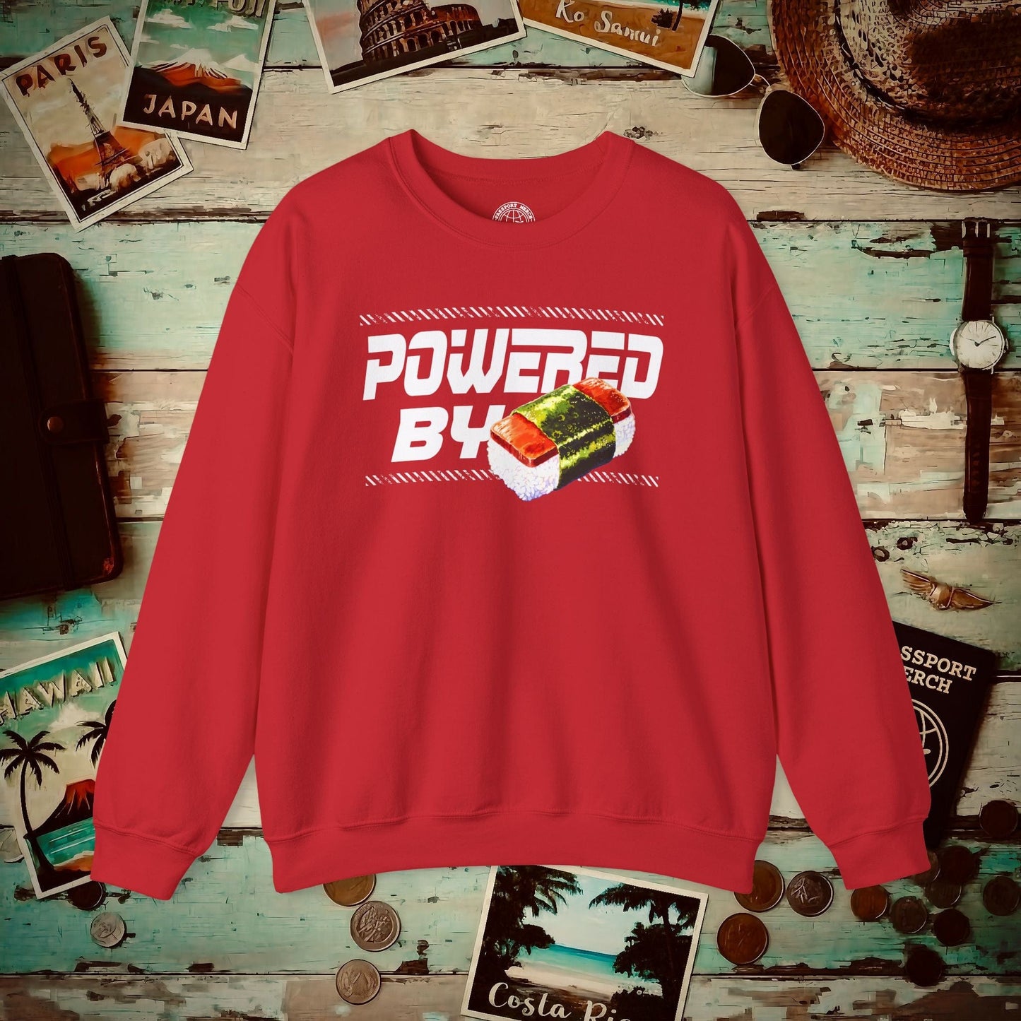 Powered By Musubi, Hawaii Crewneck Red / S