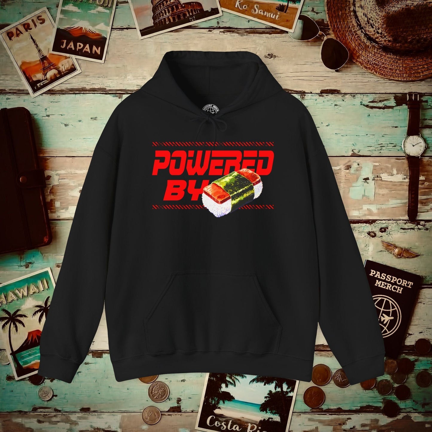 Powered By Musubi, Hawaii Hoodie Black / S