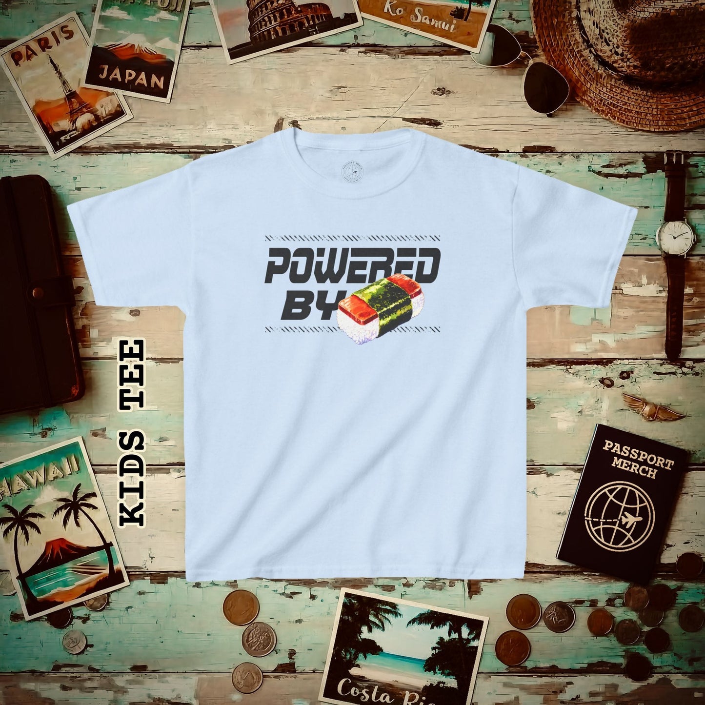 Powered By Musubi, Hawaii Kids Tee XS / Light Blue