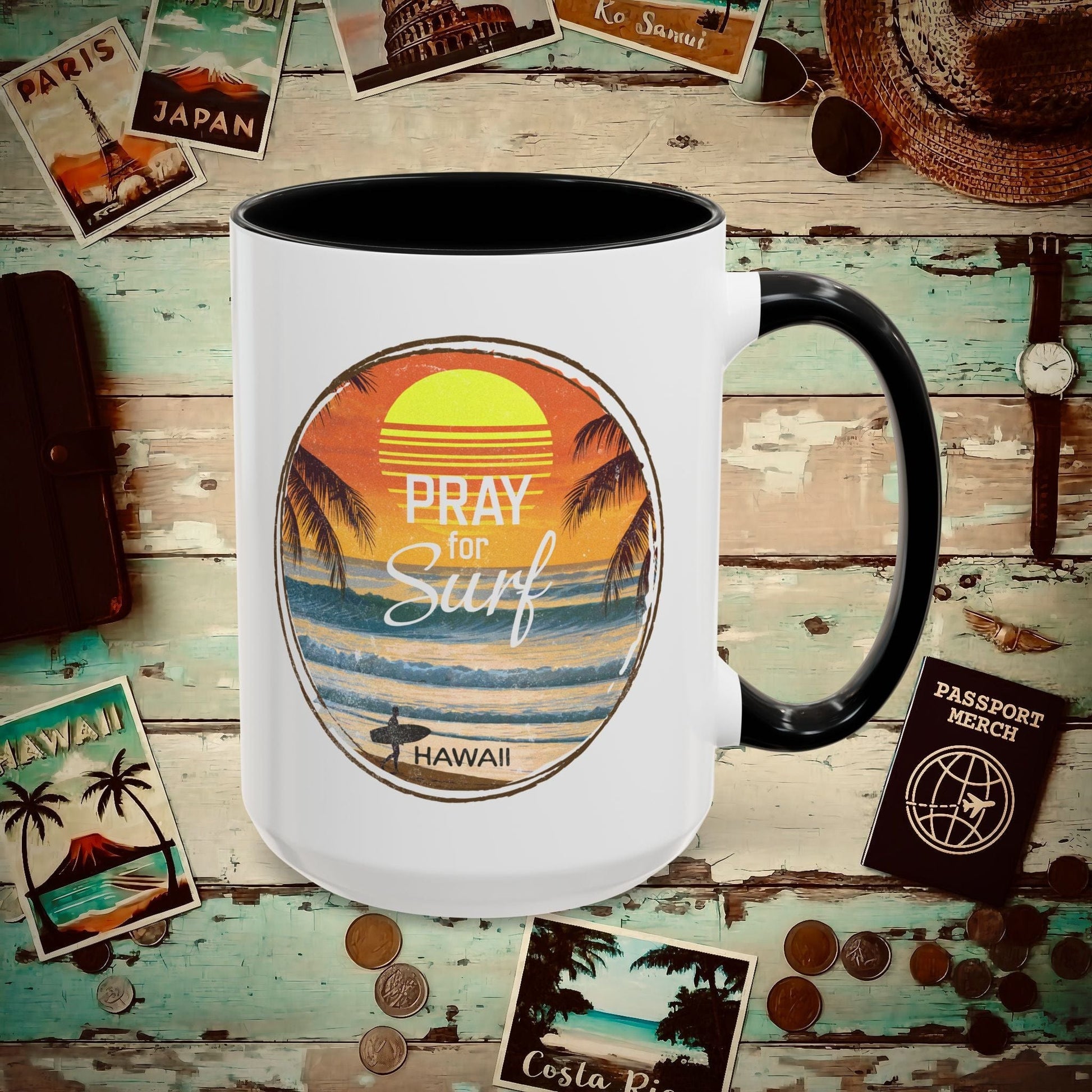 Pray for Surf Hawaii 15oz Mug Black / 15oz