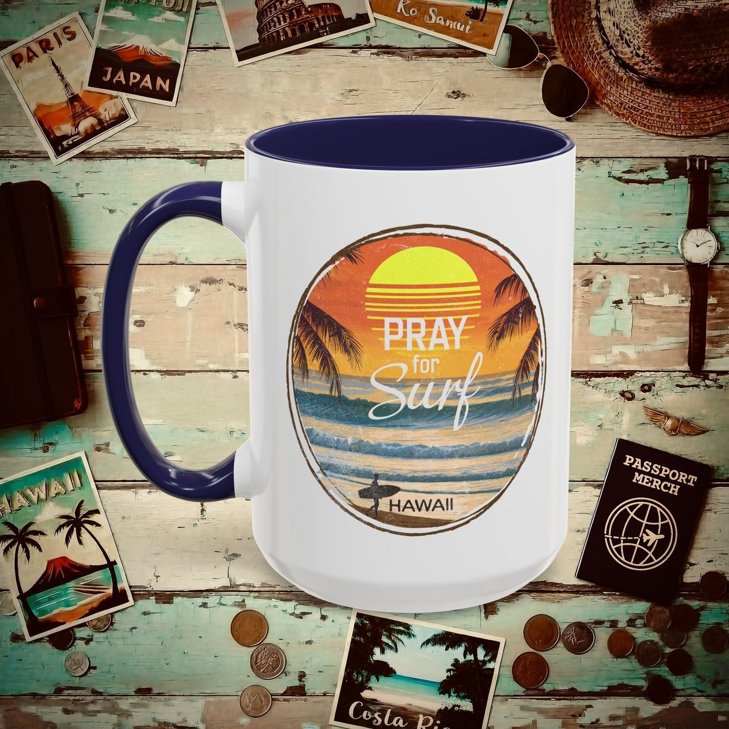 Pray for Surf Hawaii 15oz Mug Navy / 15oz