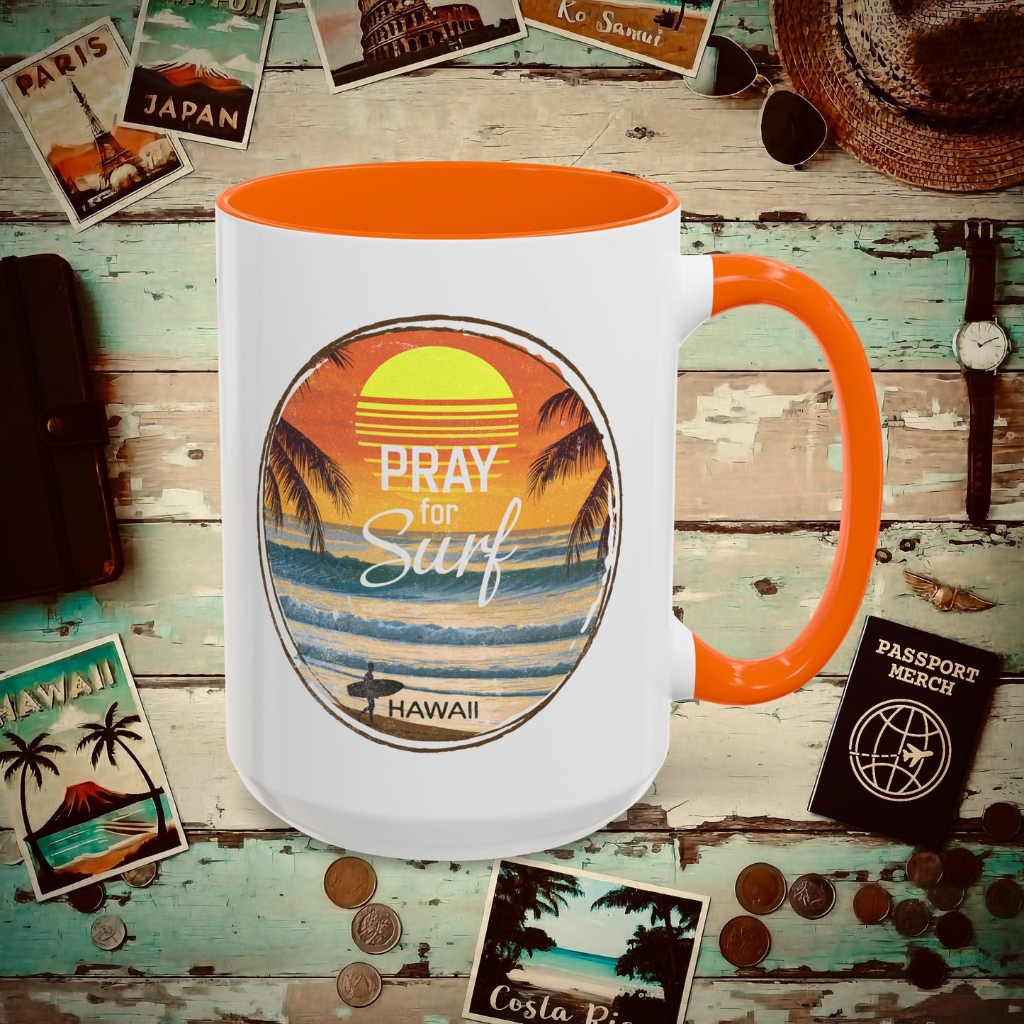Pray for Surf Hawaii 15oz Mug Orange / 15oz