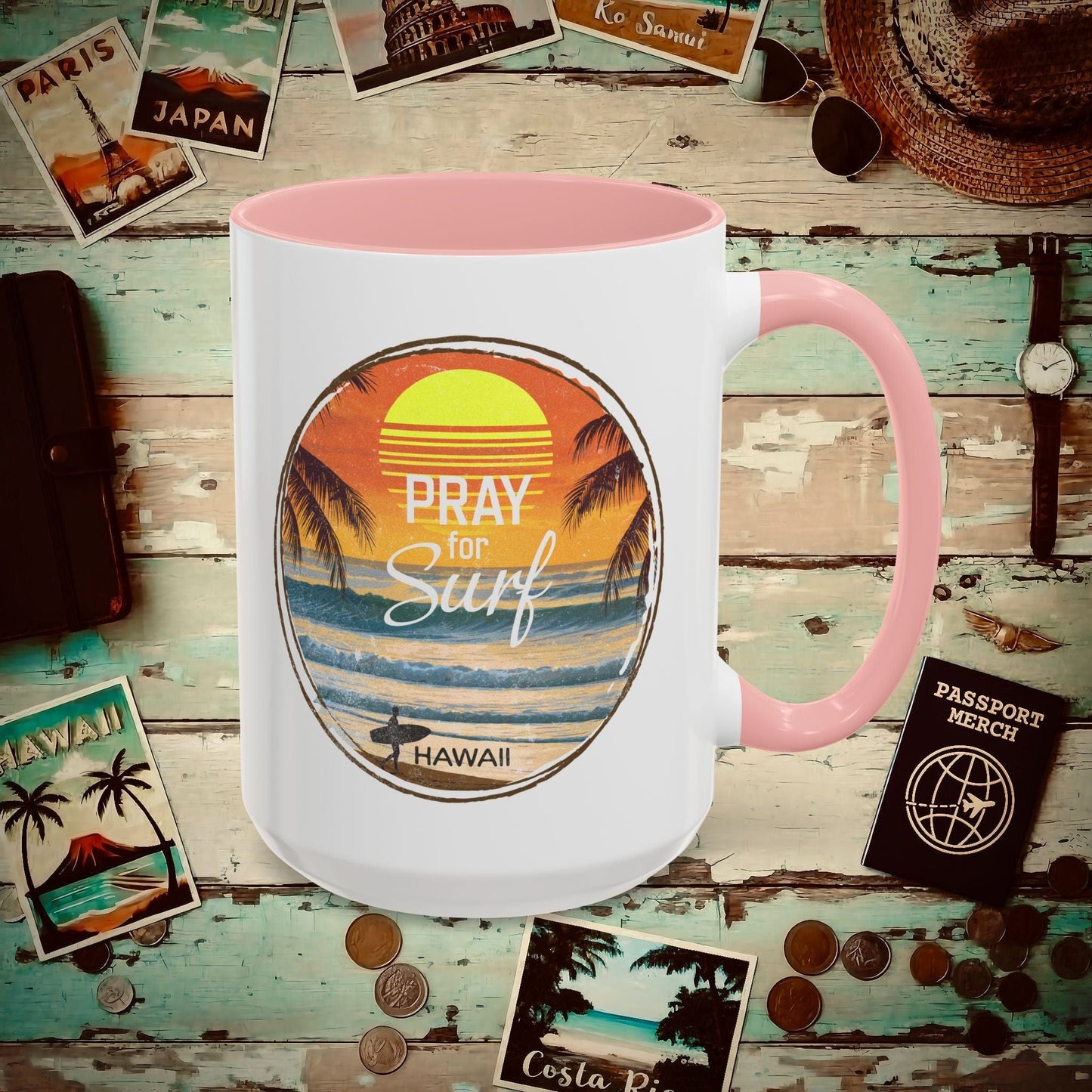 Pray for Surf Hawaii 15oz Mug Pink / 15oz