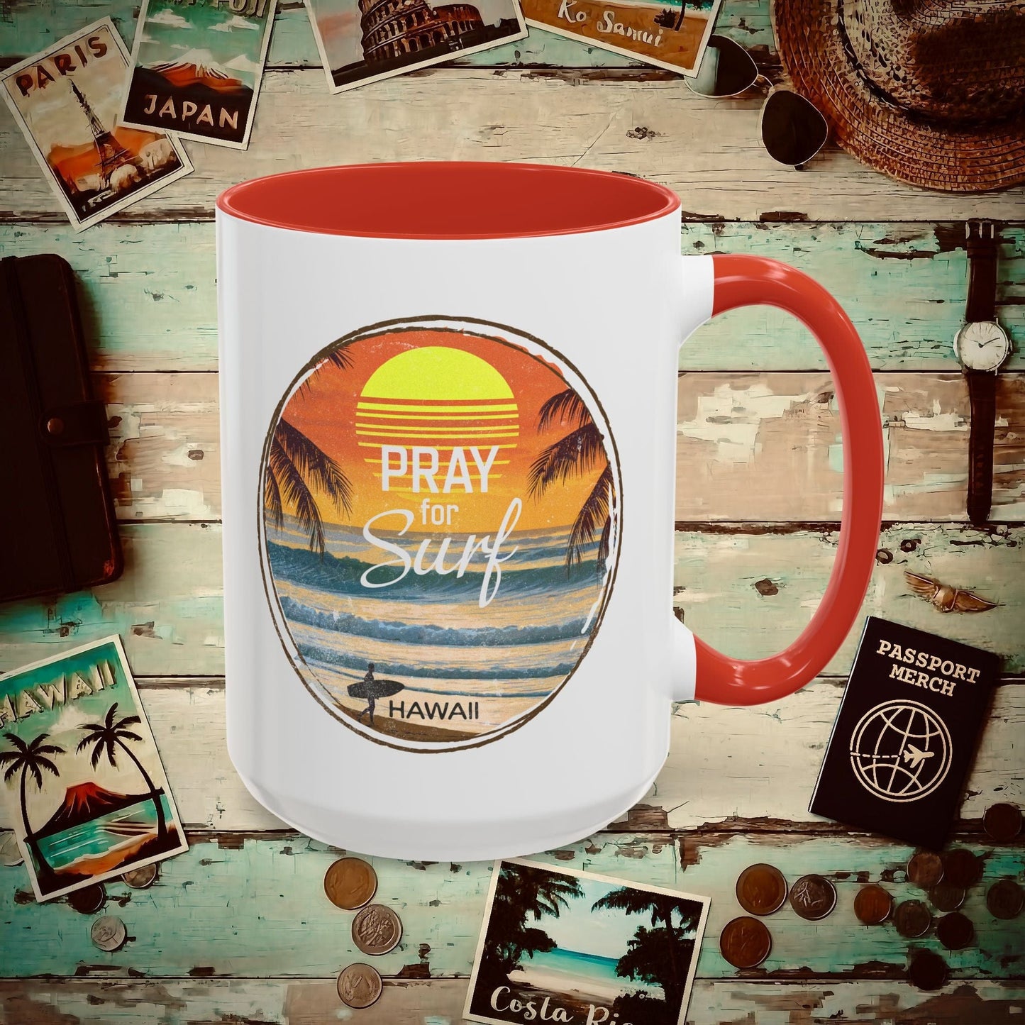 Pray for Surf Hawaii 15oz Mug Red / 15oz