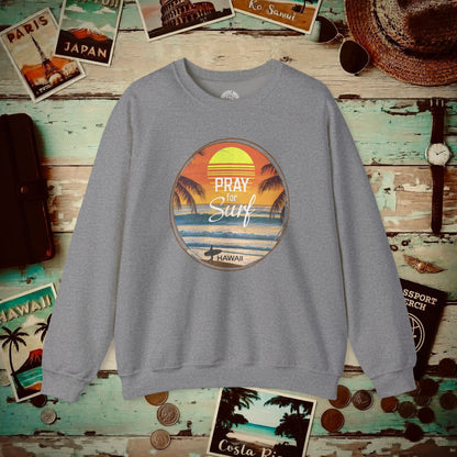 Pray for Surf Hawaii, Crewneck Graphite Heather / S