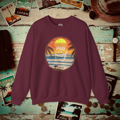 Pray for Surf Hawaii, Crewneck Maroon / S