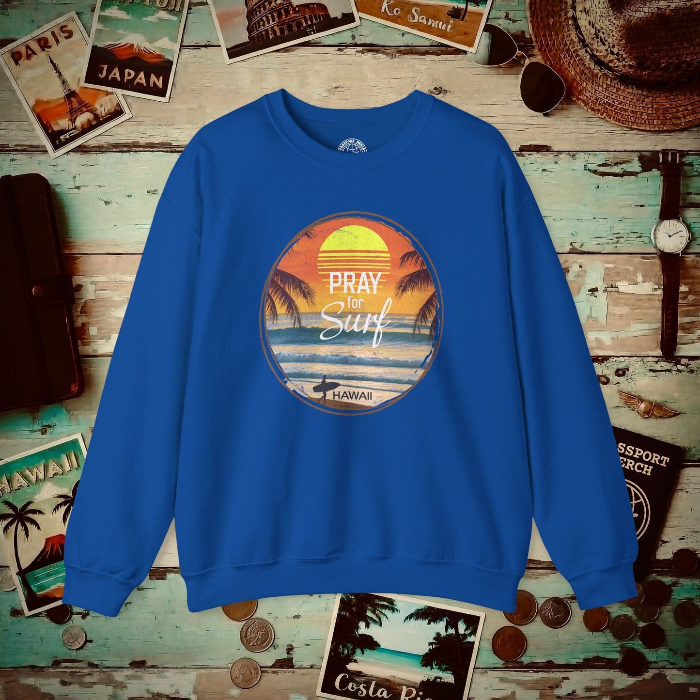 Pray for Surf Hawaii, Crewneck Royal / S