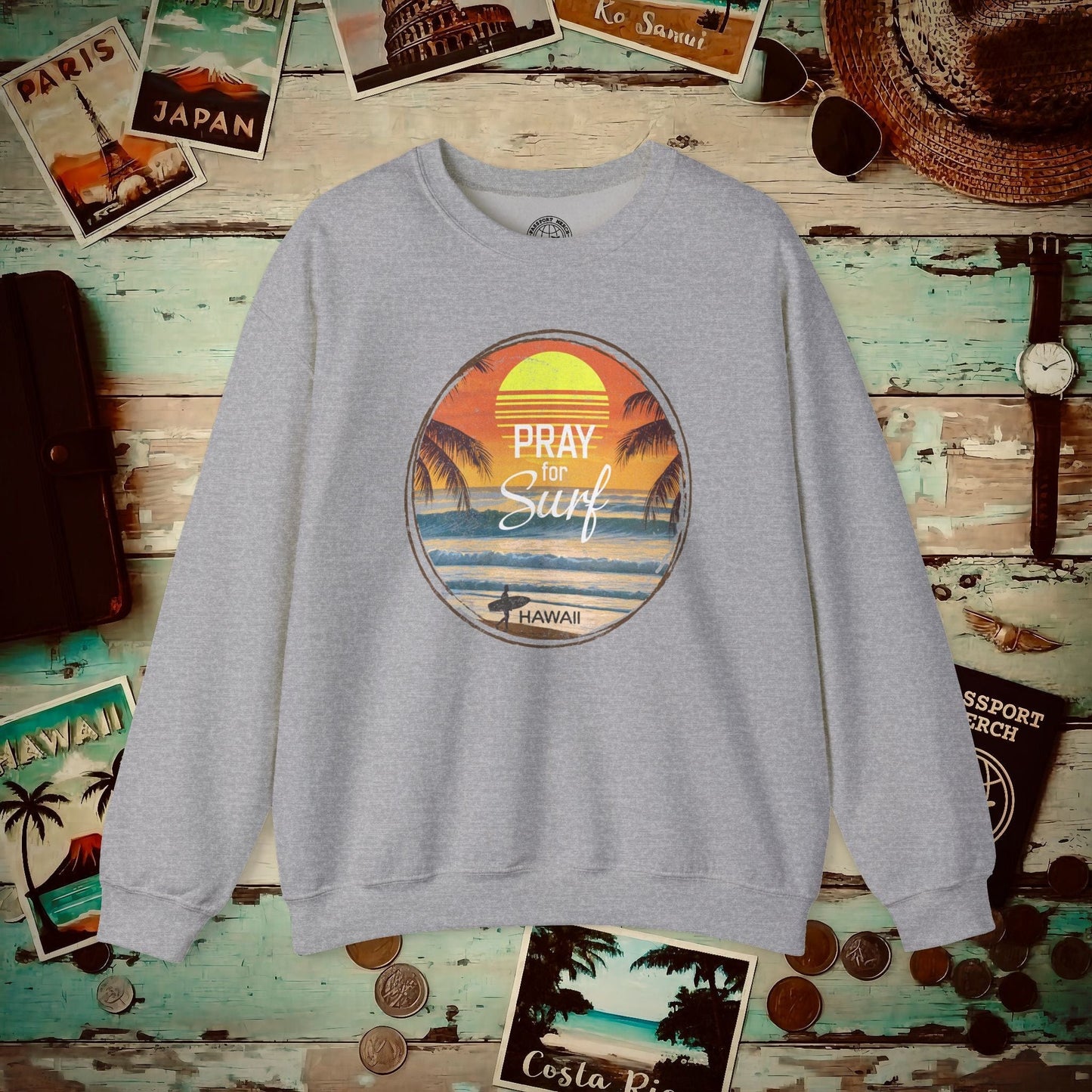 Pray for Surf Hawaii, Crewneck Sport Grey / S