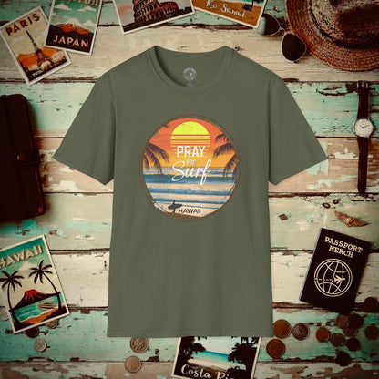 Pray for Surf Hawaii T-Shirt Military Green / S