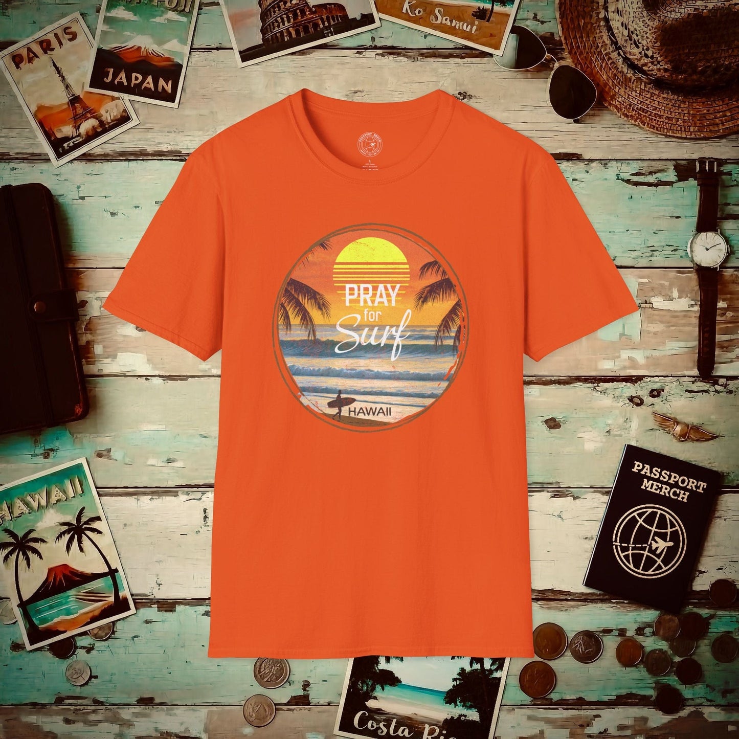 Pray for Surf Hawaii T-Shirt Orange / S