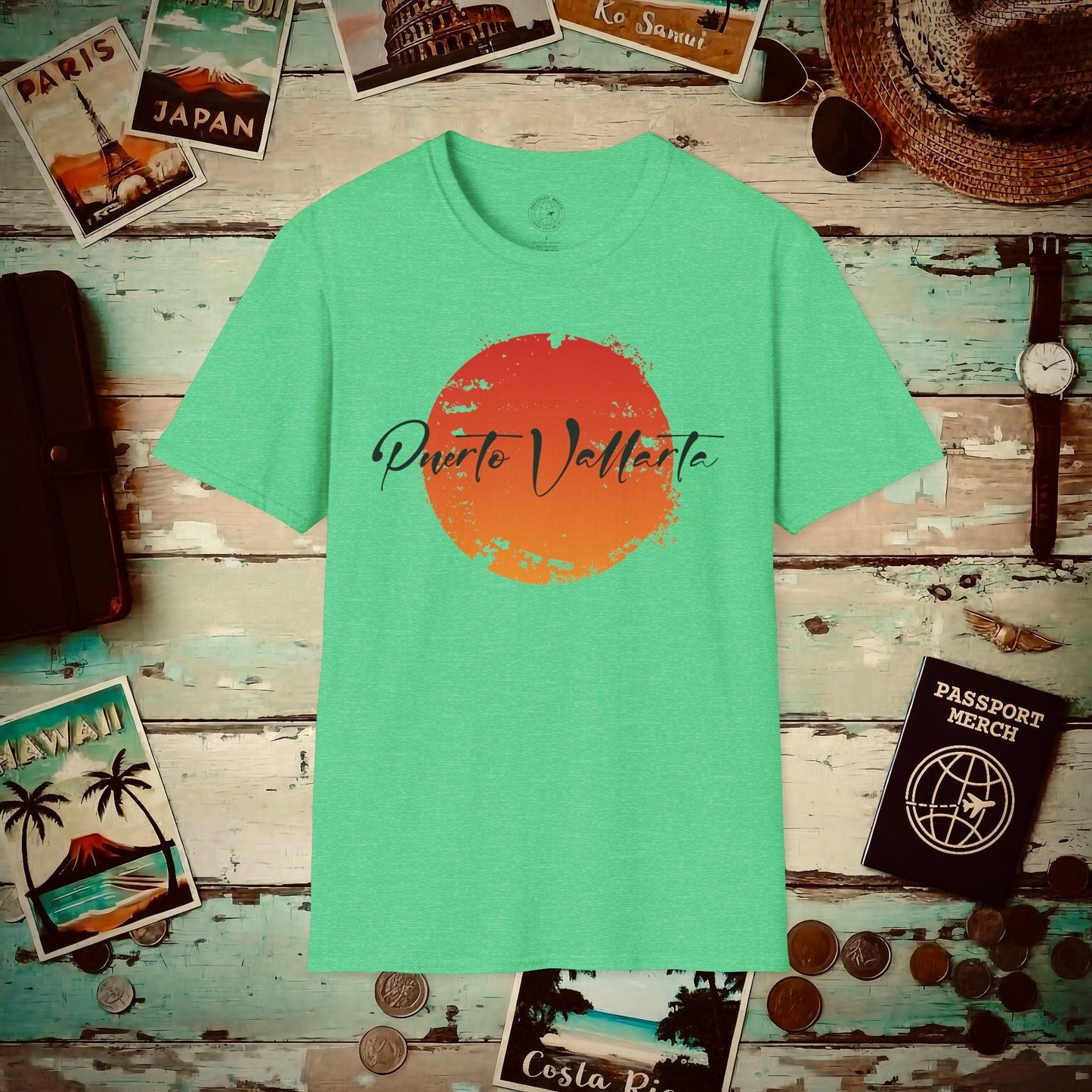 Puerto Vallarta Mexico SunT-Shirt Heather Irish Green / S