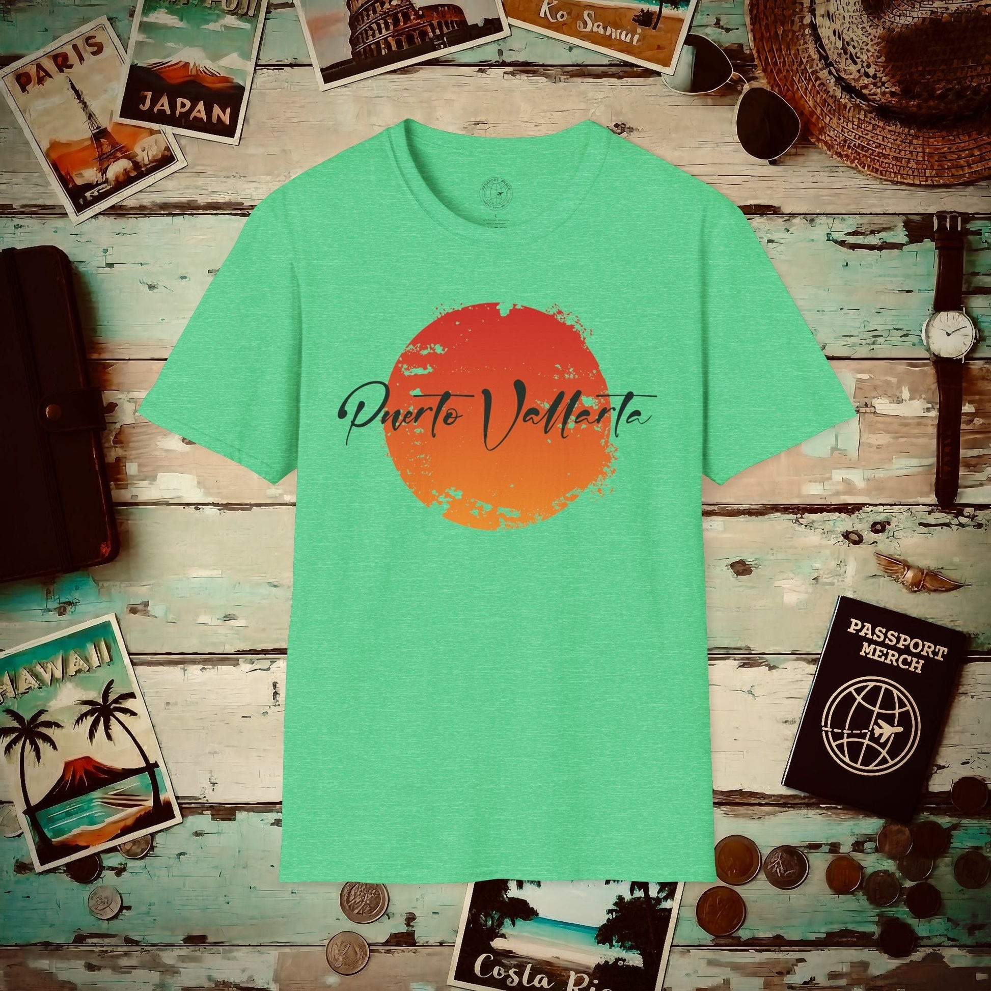 Puerto Vallarta Mexico SunT-Shirt Heather Irish Green / S