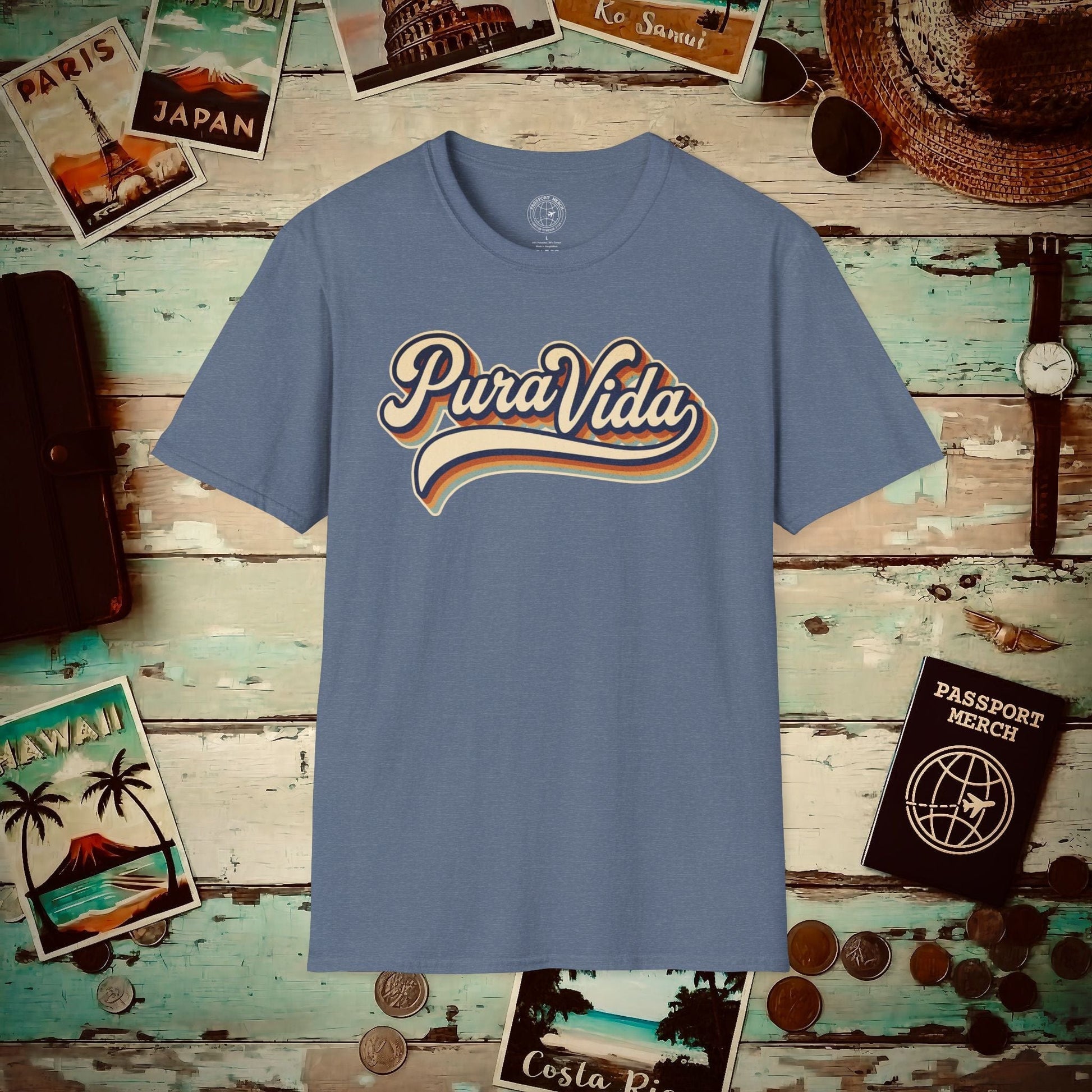 Pura Vida (Classic 70s), Costa Rica T-Shirt Heather Indigo / S