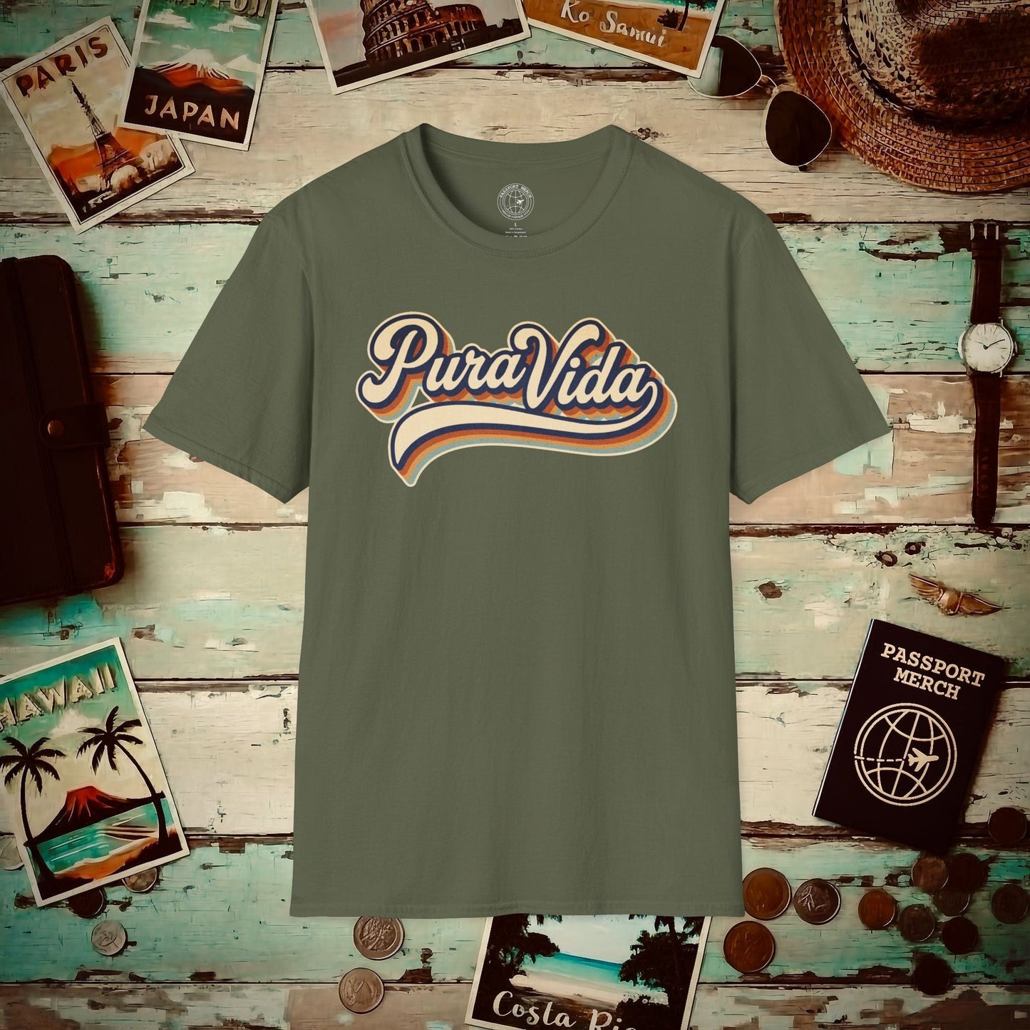 Pura Vida (Classic 70s), Costa Rica T-Shirt Military Green / S