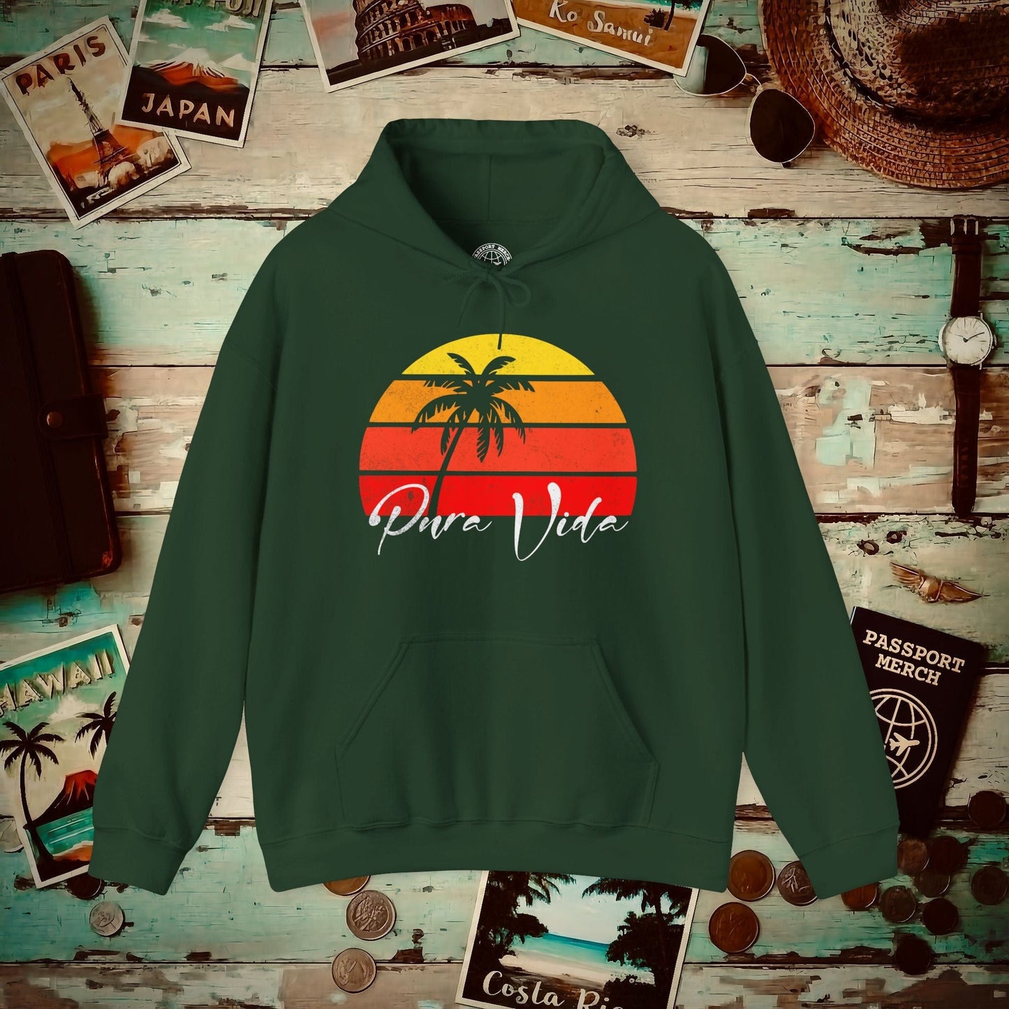 Pura Vida Costa Rica Hoodie Forest Green / S