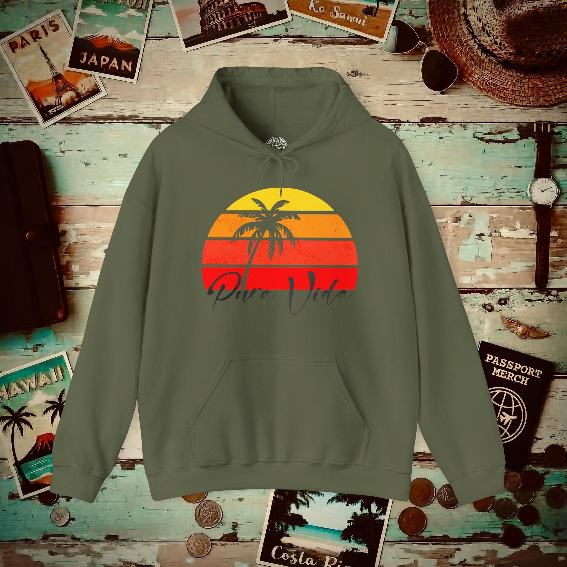 Pura Vida Costa Rica Hoodie Military Green / S