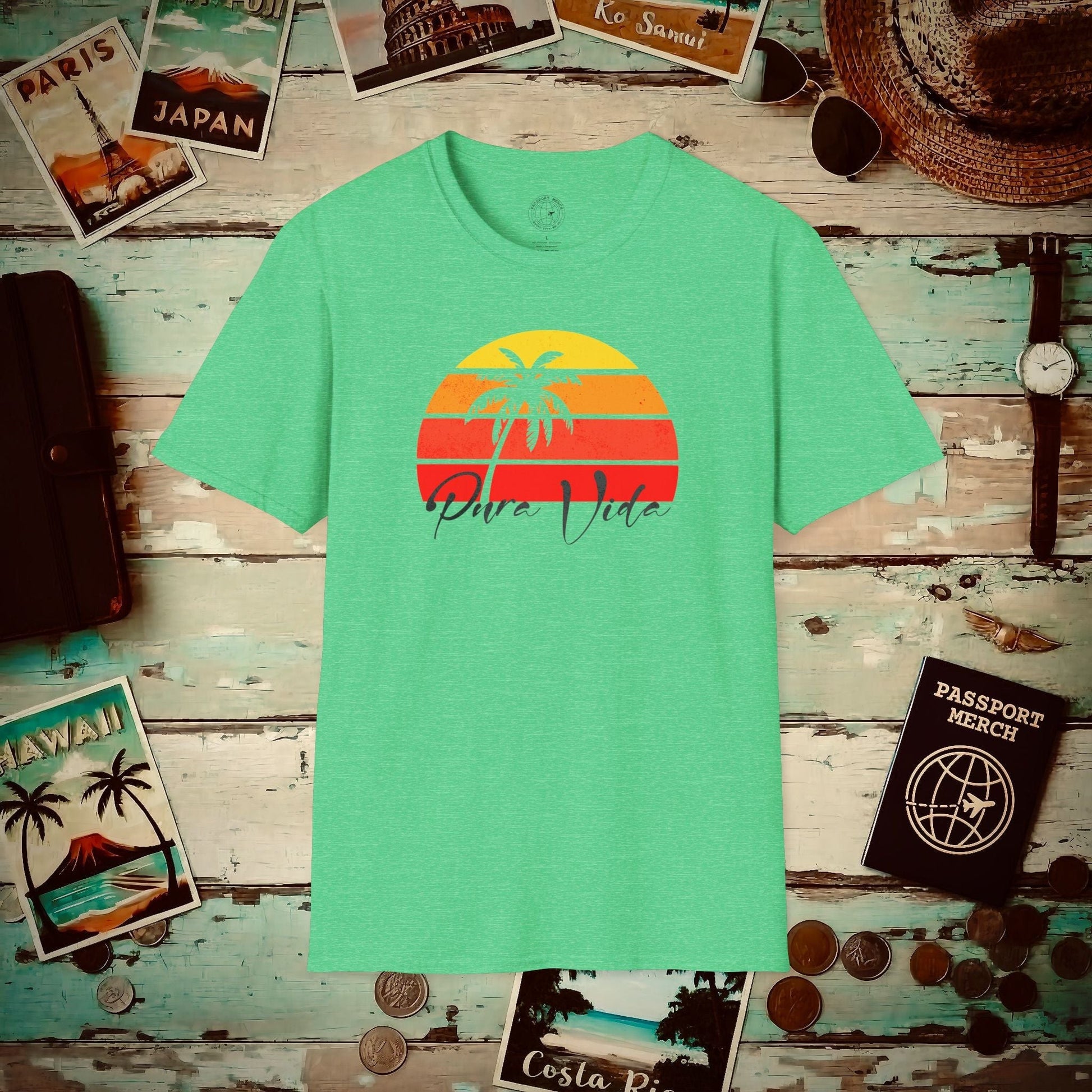 Pura Vida Costa Rica T-Shirt Heather Irish Green / S