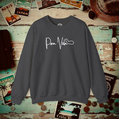 Pura Vida Heart Signature, Costa Rica Crewneck Dark Heather / S
