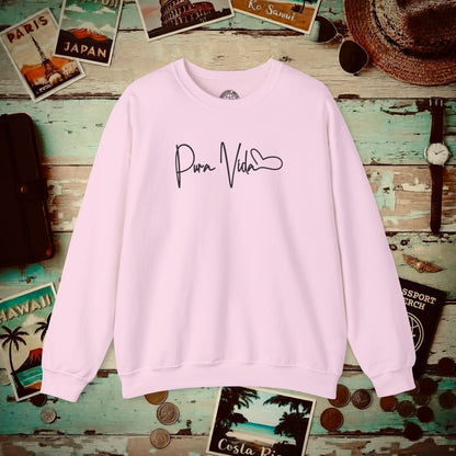 Pura Vida Heart Signature, Costa Rica Crewneck Light Pink / S
