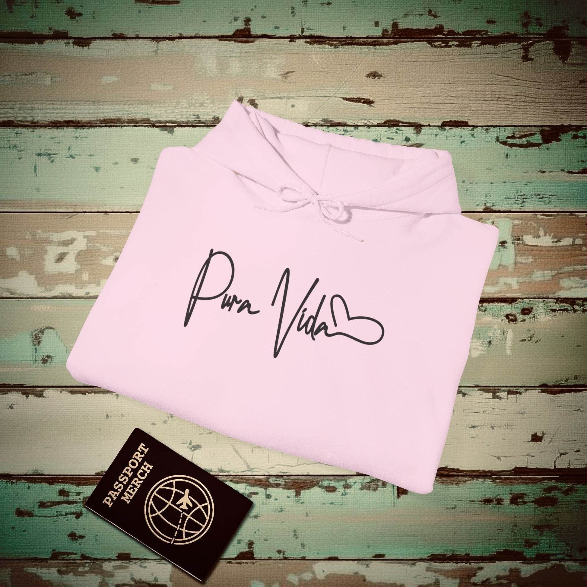 Pura Vida Heart Signature, Costa Rica Hoodie Light Pink / S