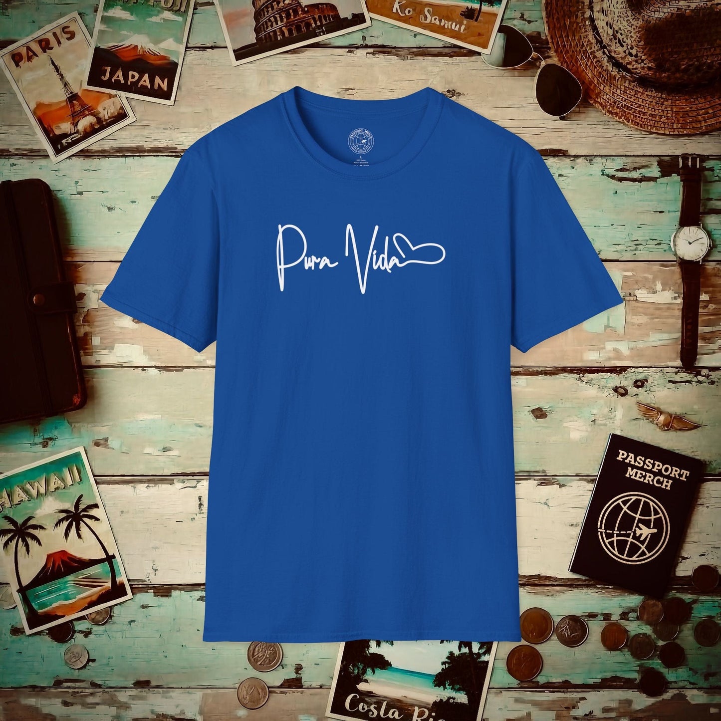 Pura Vida Heart Signature, Costa Rica T-Shirt Royal / S
