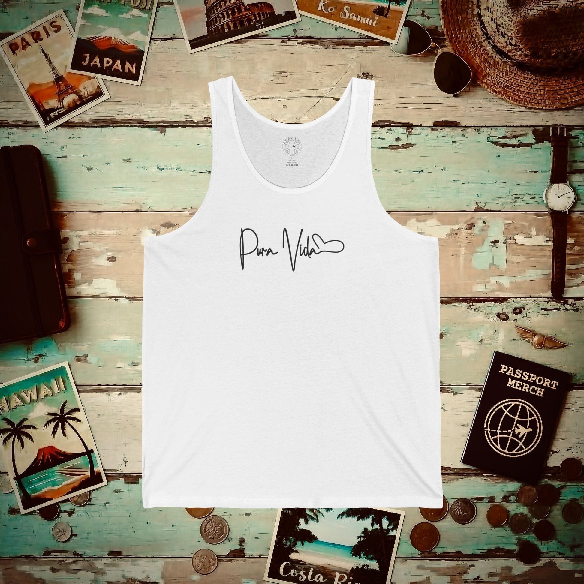 Pura Vida Heart Signature, Costa Rica Tank Top White / XS