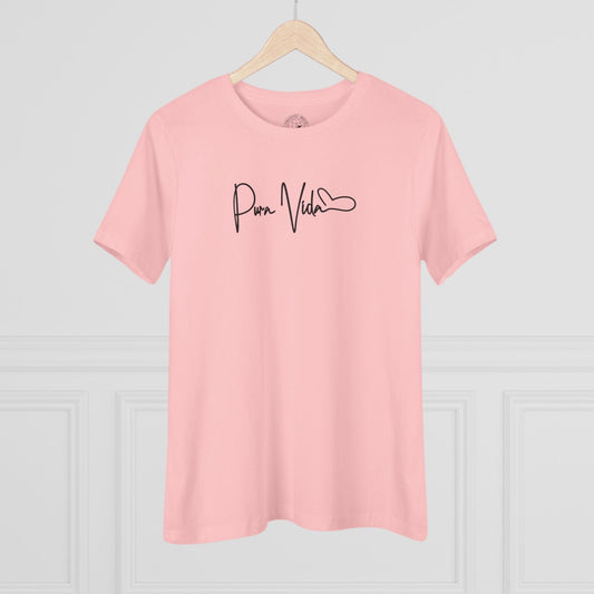 Pura Vida Heart Signature, Costa Rica, Womens Fit T-Shirt Pink / S