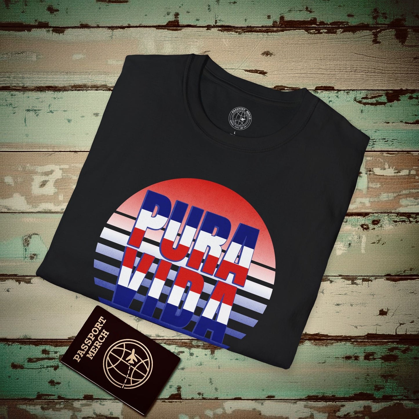 Pura Vida Patriotism Costa Rica Letter Flag T-Shirt Black / S