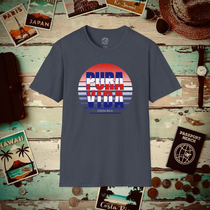 Pura Vida Patriotism Costa Rica Letter Flag T-Shirt Heather Navy / S