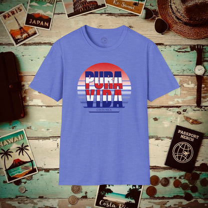 Pura Vida Patriotism Costa Rica Letter Flag T-Shirt Heather Royal / S