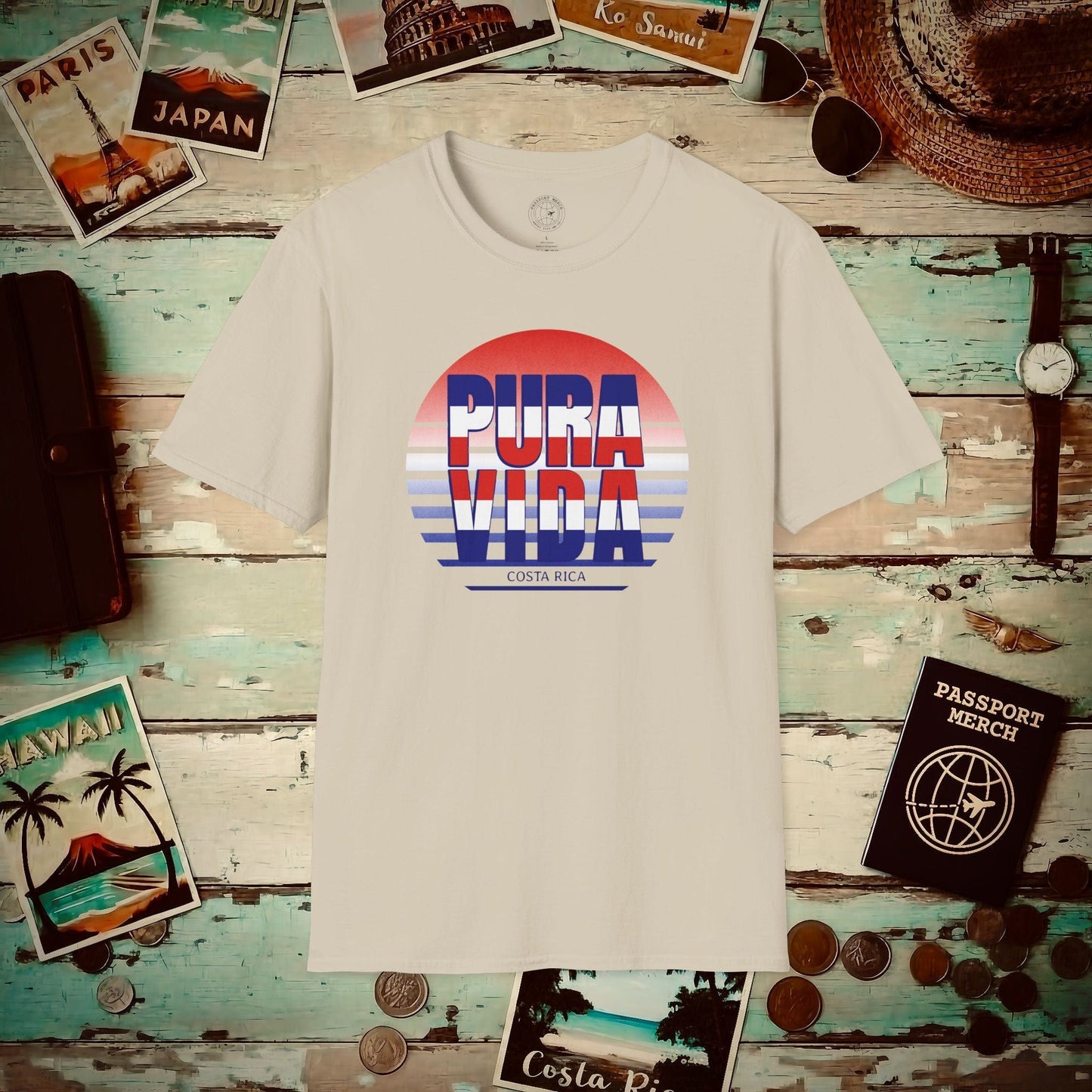 Pura Vida Patriotism Costa Rica Letter Flag T-Shirt Sand / S