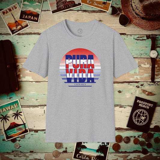 Pura Vida Patriotism Costa Rica Letter Flag T-Shirt Sport Grey / S