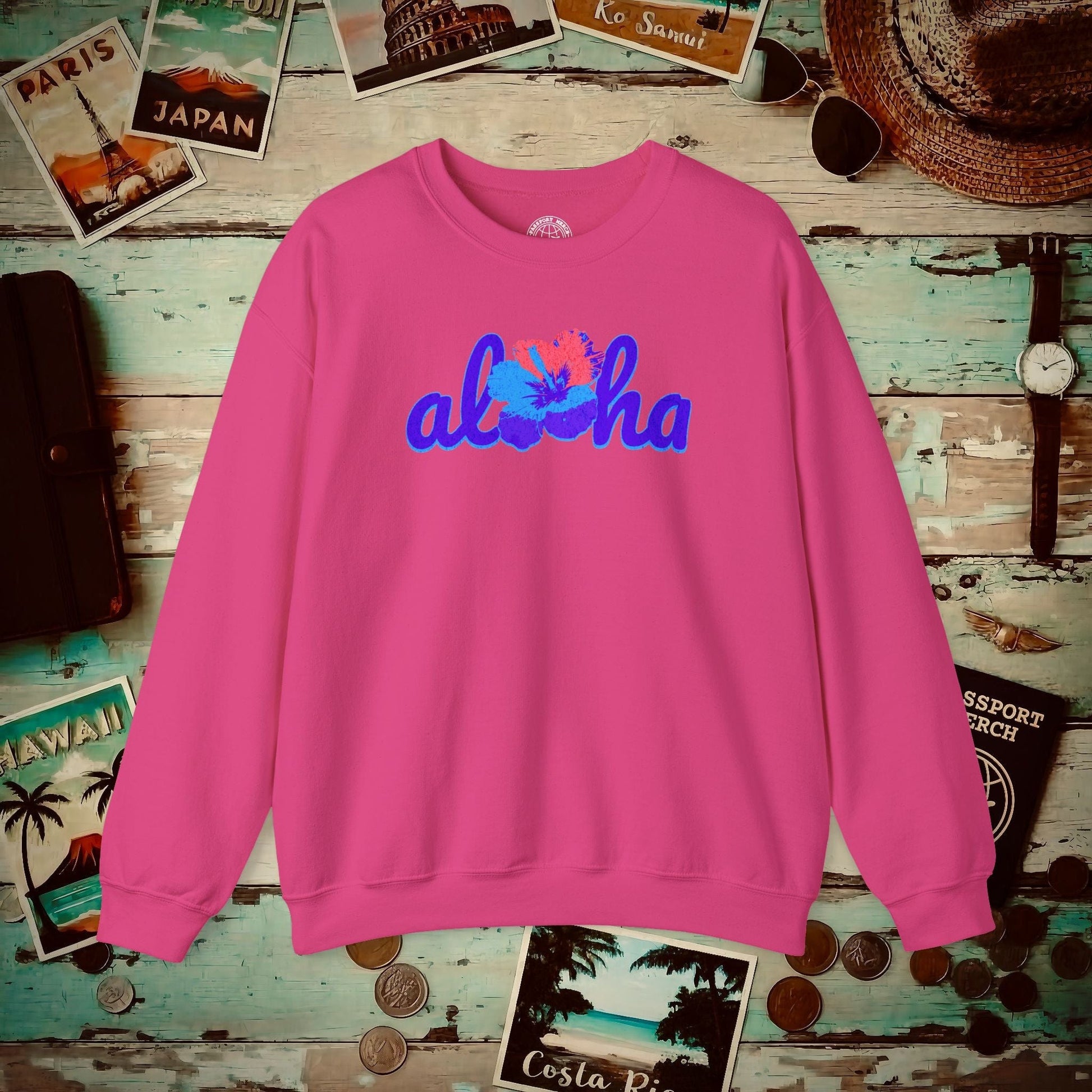 Purple Aloha Hibiscus, Hawaii Crewneck Heliconia / S