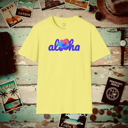 Purple Aloha Hibiscus, Hawaii T-Shirt Cornsilk / S