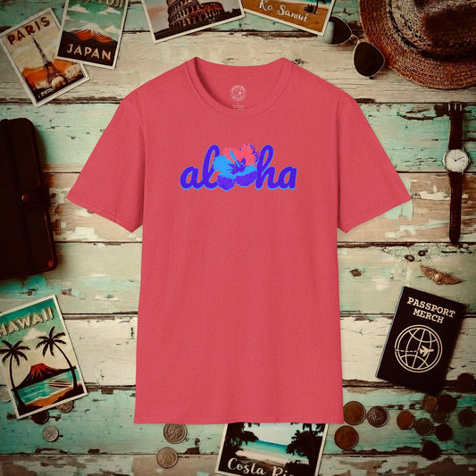 Purple Aloha Hibiscus, Hawaii T-Shirt Heather Red / S